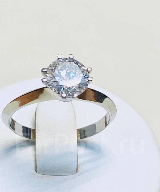 Золотое кольцо (белое золото 585 пр) с бриллиантом 1,35 ct Сертификат ...