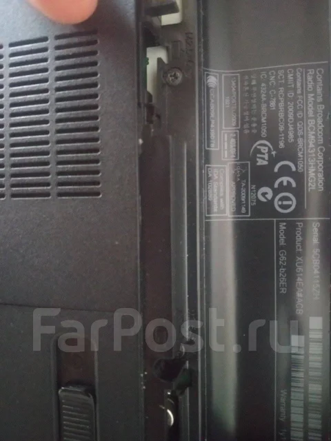 HP G62-b26ER. 15.6", 2,3����, ��� 3072 ��, ���� 256���, WiFi: 1, ����������� �� 1��. ����