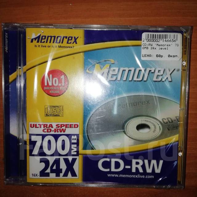 Диск CD-RW "Memorex" 700 MB 24х Jevel Case, индивид. пластик. упак ...