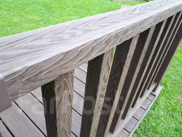 Поручень террасного ограждения из ДПК 3D фактура дерева, в наличии ...