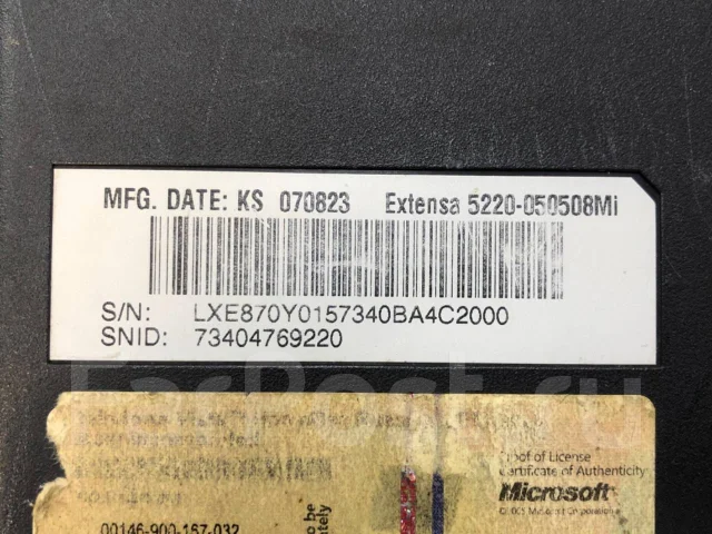 Acer Extensa 5220. 15.4", WiFi: 1, Bluetooth: 1 ����