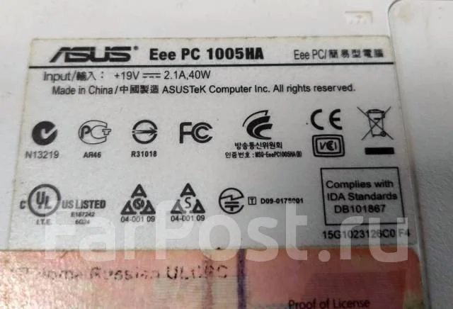 Asus Eee PC 1005HA. 10", 1,6����, ��� 2048 ��, ���� 160���, WiFi: 1, Bluetooth: 1 ����
