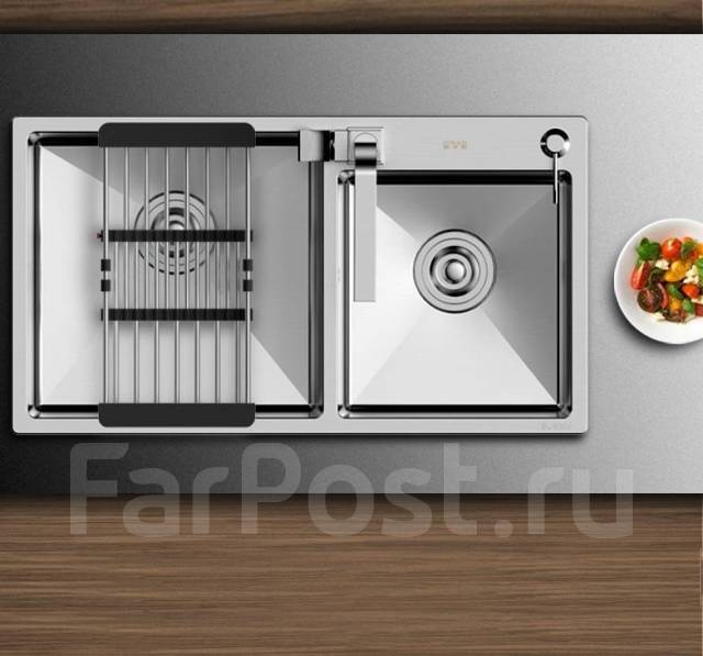 Мойка для кухни из нержавеющей стали двойная R-01 размер 82*45, под ...