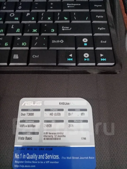 Asus K40IJ. 14", 2����, ��� 4 ��, ���� 300���, WiFi: 1, ����������� �� 1��. ����