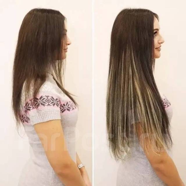 Наращивание волос в два цвета
