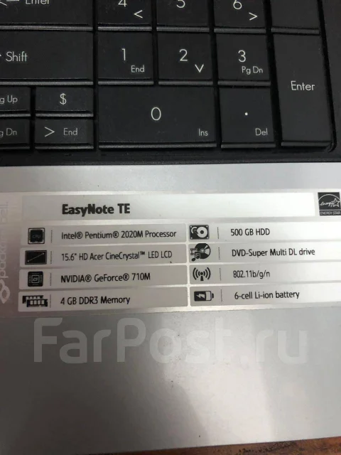 Packard Bell EasyNote. 15.6", 2,4����, ��� 4 ��, ���� 500���, WiFi: 1, Bluetooth: 1 ����