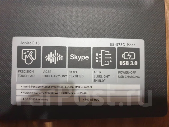 Acer Aspire E15. 15.6", 1,7����, ��� 4 ��, WiFi: 1 ����