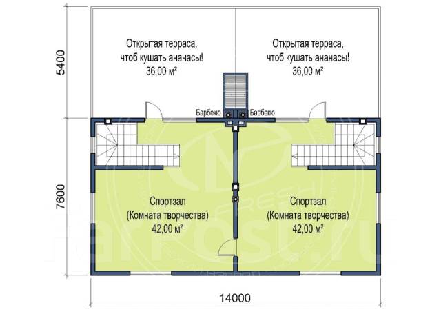 Проект дуплекса дома на две семьи эконом класса