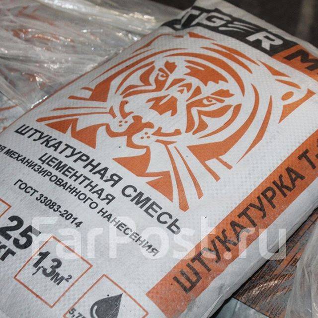 Штукатурка цементная ТайгерМикс для механизированного нанесения Т-12, в ...