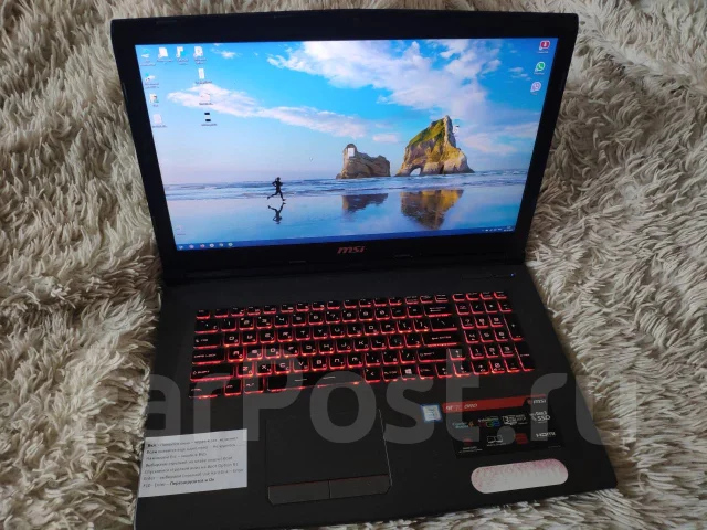 MSI GF72 8RD. 17.3", 2,2����, ��� 16 ��, ���� 1 000���, WiFi: 1, Bluetooth: 1, ����������� �� 7��. ����