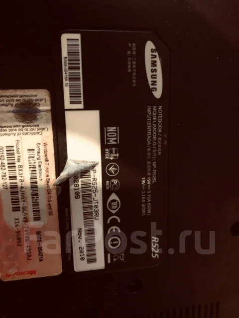 Samsung R525. 15.6", 2,2����, ��� 4 ��, WiFi: 1, Bluetooth: 1 ����