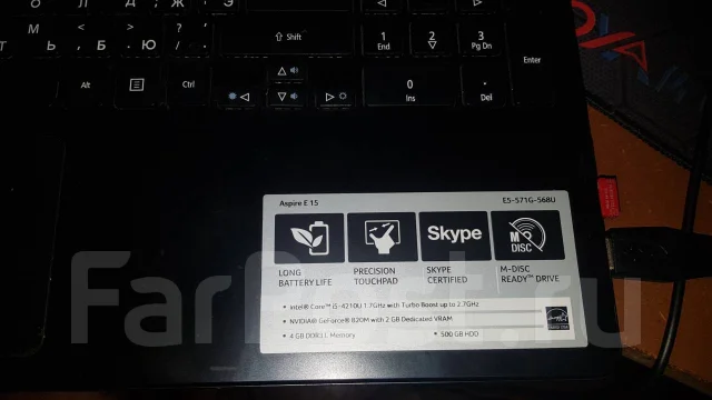 Acer Aspire E5-571G. 15.6", 1,7����, ��� 8 ��, ���� 240���, WiFi: 1, Bluetooth: 1, ����������� �� 3��. ����