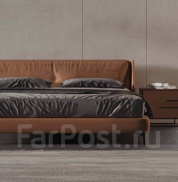 Двуспальная кожаная кровать "Рио" натуральное дерево, новый, под заказ ...