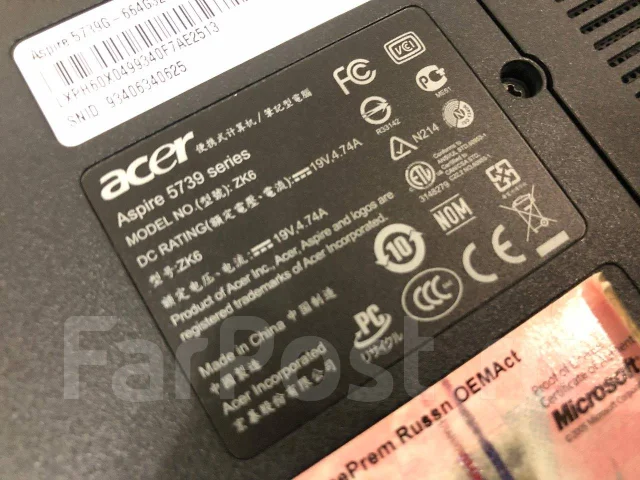 Acer Aspire 5739G. 15", ��� 4 ��, ���� 320���, WiFi: 1, Bluetooth: 1 ����