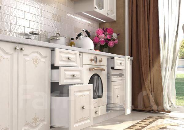 Кухня прямая "Шарлиз" цвет: белое дерево, размер:2,60 м, новый, под ...