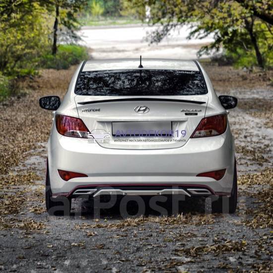 Лип спойлер HS1 на Hyundai Solaris (Хендай Солярис) седан 2010-2017г ...