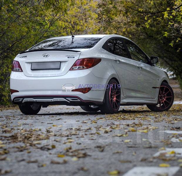 Лип спойлер HS1 на Hyundai Solaris (Хендай Солярис) седан 2010-2017г ...