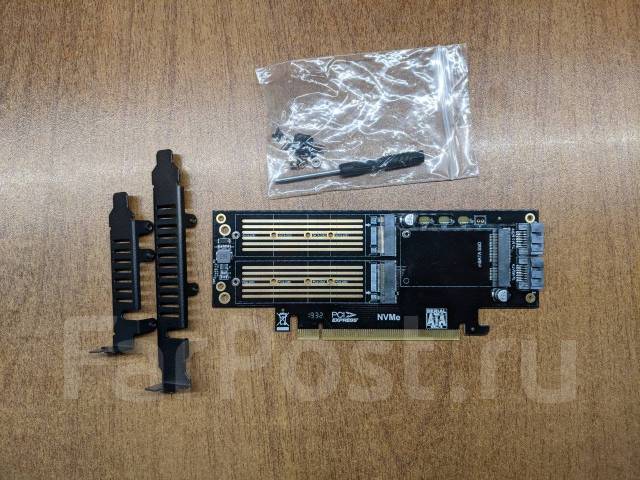 Адаптер Pci-e - nvme m.2, mSATA, m.2, 2x SATA, новый, в наличии. Цена ...