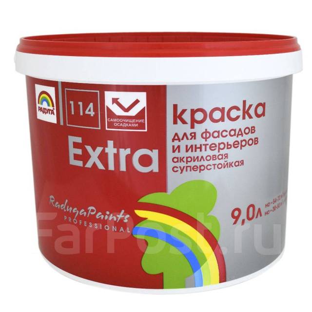 Краска акриловая матовая Экстра, ВД-АК 114 База А 9,0л, в наличии. Цена ...