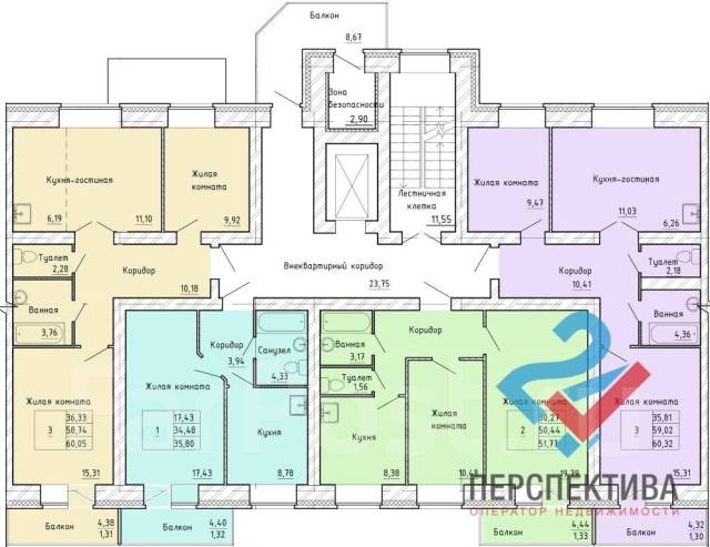 Планировки квартир хабаровск Новая 2-х комнатная квартира на Ореховой сопке (Микрорайон "Березки") - Купить 2