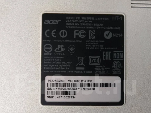 Acer Aspire V3-572G. 15.6", ��� 4 ��, ���� 1���, WiFi: 1, Bluetooth: 1 ����