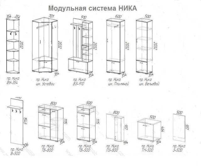 Прихожая ника схема сборки