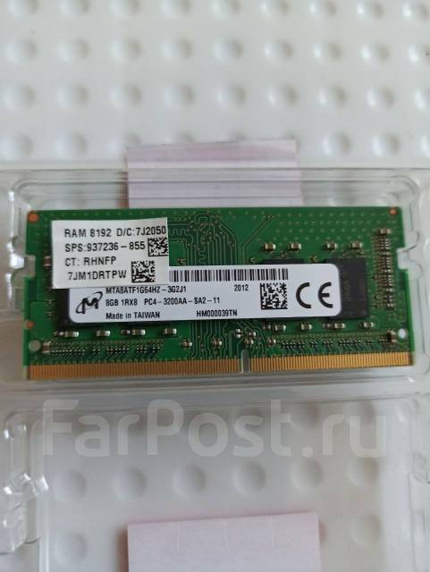 Оперативная память DDR4 3200Mhz Sodimm 8 ГБ Micron [mta8atf1g64hz-3g2j ...