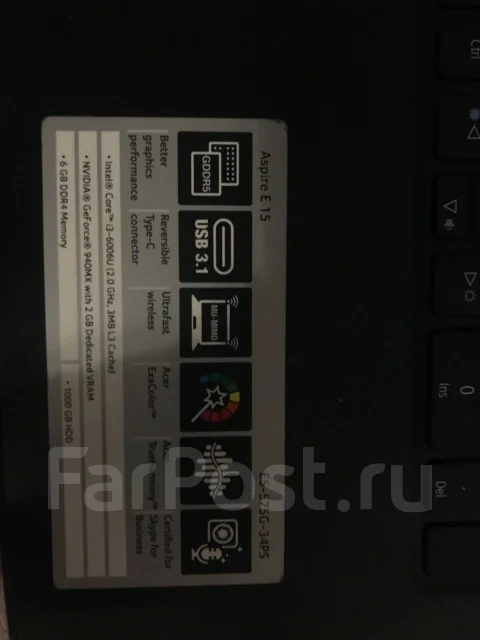 Acer Aspire E15-576G. 2,3����, ��� 512 ��, ���� 500���, WiFi: 1, Bluetooth: 1, ����������� �� 6��. ����