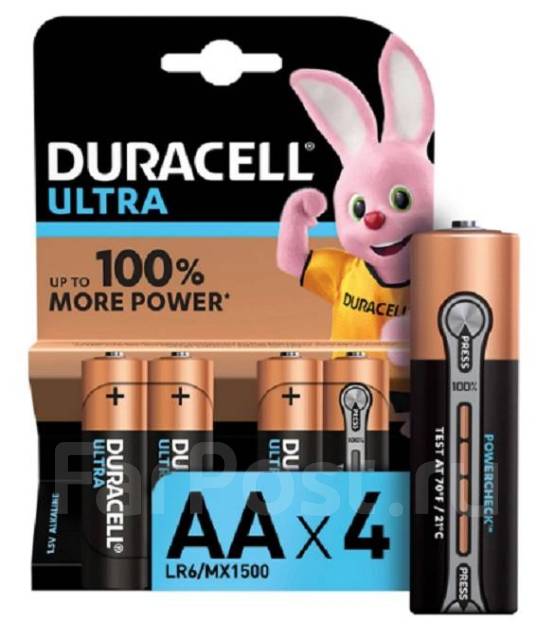 Батарейка Duracell Ultra Power LR6 (AA) щелочная (alkaline), новый, в ...