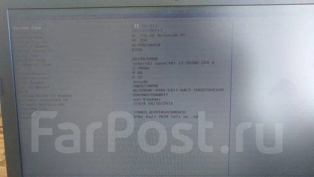 HP 250 G6. 15.6", 2,3����, ��� 4 ��, ���� 500���, WiFi: 1, Bluetooth: 1, ����������� �� 3��. ����