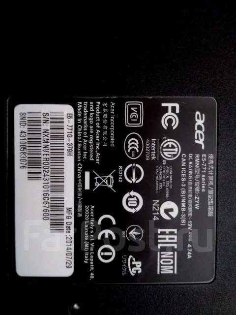 Acer Aspire E5-771G-379H. 17.3", WiFi: 1, Bluetooth: 1, ����������� �� 3��. ����