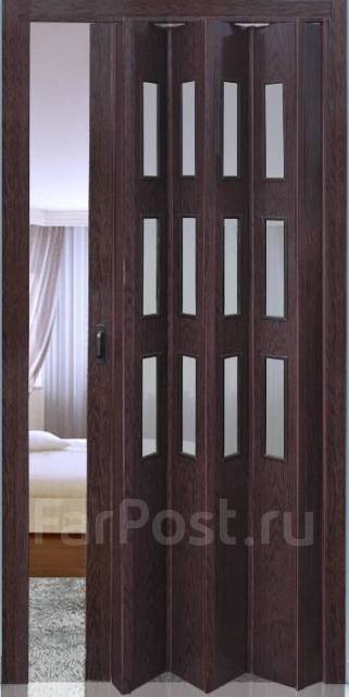 Двери гармошка со стеклом, новый, в наличии. Цена: 7 400₽ в Уссурийске