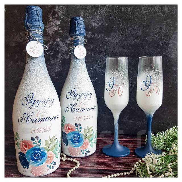 Украшенные Бутылки Шампанского на Свадьбу