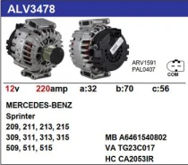 ��������� Mercedes-BENZ Sprinter 209 2.1, 12V, 220A Motorherz ALV3478GB ����
