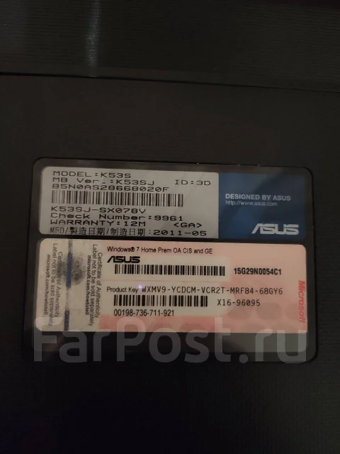Asus K53SJ. 15.6", 2,3����, ��� 8 ��, ���� 512���, WiFi: 1, Bluetooth: 1, ����������� �� 1��. ����