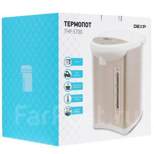 Термопот DEXP THP-5700 бежевый, новый, в наличии. Цена: 4 600₽ во ...