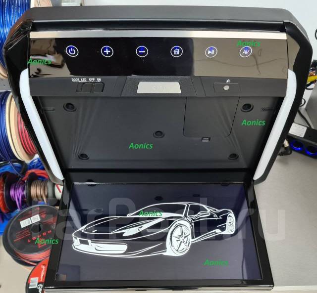 Авто монитор потолочный 13.3" IPS FHD, USB чёрный. Android 9/1/16гб ...