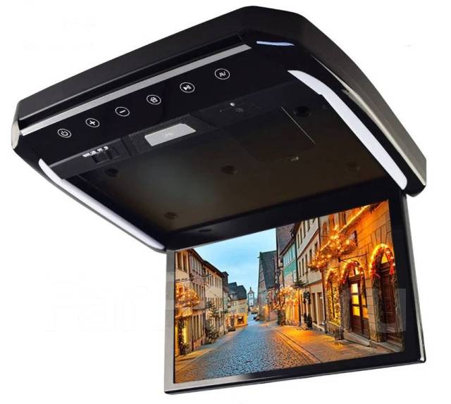 Авто монитор потолочный 13.3" IPS FHD, USB чёрный. Android 9/1/16гб ...
