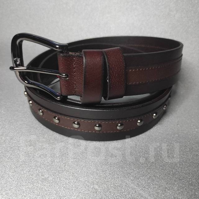Император. Ремень MS Belt кожаный коричневый с клепками Россия, для ...