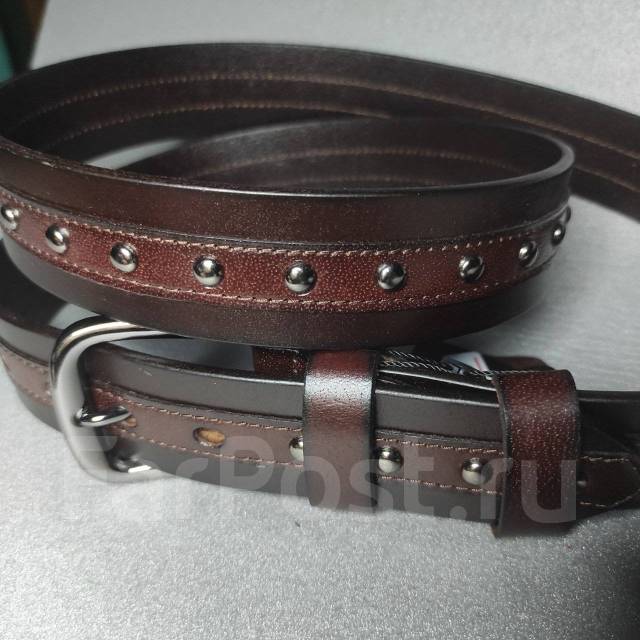 Император. Ремень MS Belt кожаный коричневый с клепками Россия, для ...