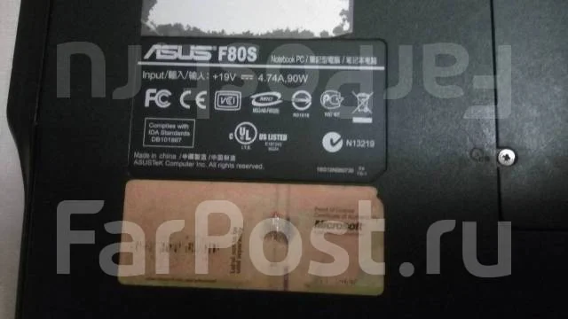 Asus F80S. 14", 1,9����, ��� 3072 ��, ���� 120���, WiFi: 1 ����