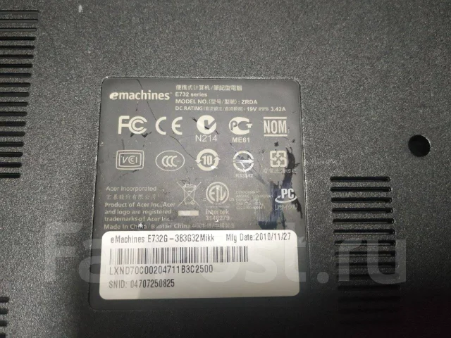 eMachines E732G. 15.6", 2,4����, ��� 3072 ��, ���� 320���, WiFi: 1, Bluetooth: 1, ����������� �� 1��. ����