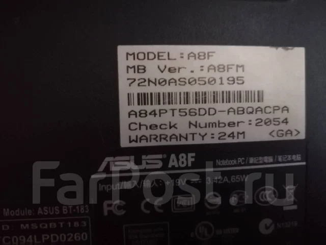 Asus A8F. 14", 1,9����, ��� 512 ��, ���� 80��� ����