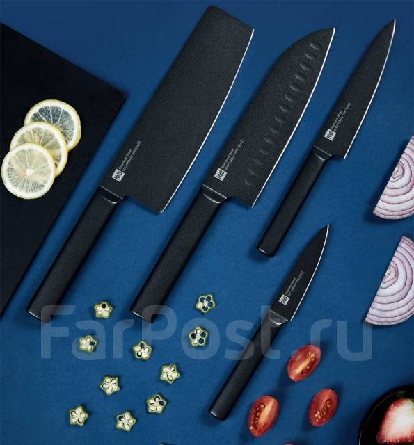 Набор ножей xiaomi huo hou fire kitchen steel knife set с подставкой 6 предметов обзор