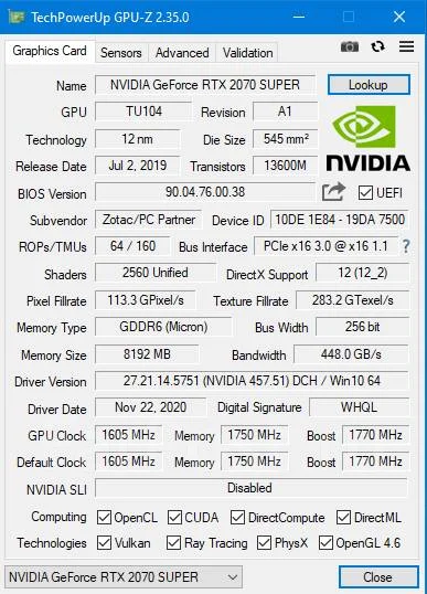 GeForce RTX 2070 Super ����