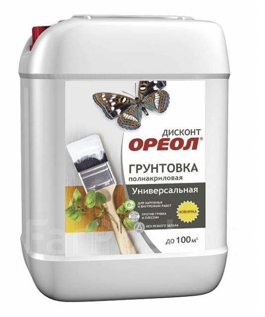 Грунтовка универсальная полиакриловая с антисептиком Ореол 10 кг 15172 ...