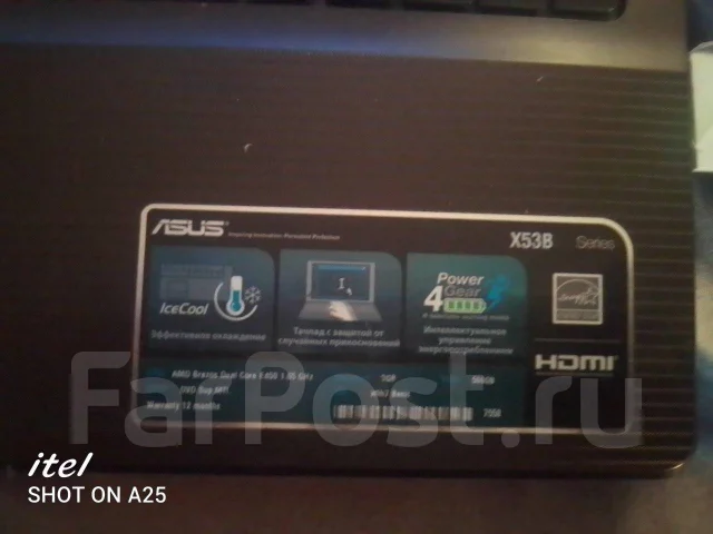 Asus X53B. 14.5", 1,7����, ��� 3072 ��, ���� 500���, ����������� �� 4��. ����