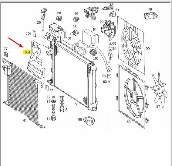 Смарт фор фо датчики радиатора схема Воздуховод Mercedes V 2000 A6385050488 W638 104.900 2.8L, правый купить в Москве