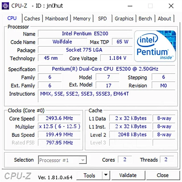 Intel Pentium E5200 ����