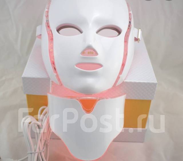 Светодиодная LED-маска с микротоками для лица и шеи в наличии, новый ...